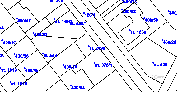 Parcela st. 2098 v KÚ Mařatice, Katastrální mapa