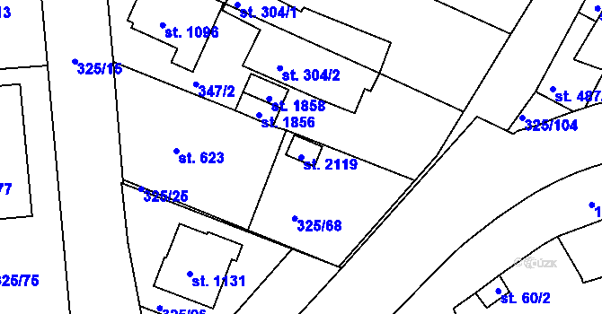 Parcela st. 2119 v KÚ Mařatice, Katastrální mapa