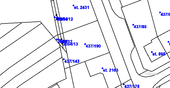 Parcela st. 437/190 v KÚ Mařatice, Katastrální mapa