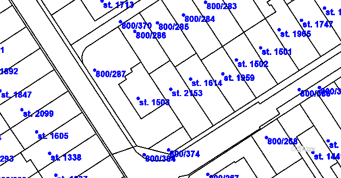 Parcela st. 2153 v KÚ Mařatice, Katastrální mapa