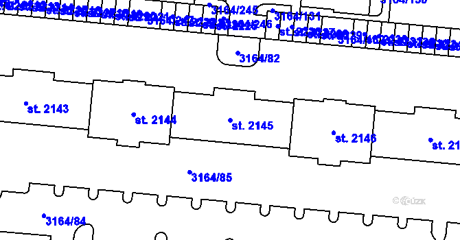 Parcela st. 2145 v KÚ Mařatice, Katastrální mapa