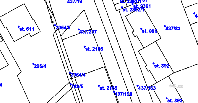Parcela st. 437/199 v KÚ Mařatice, Katastrální mapa
