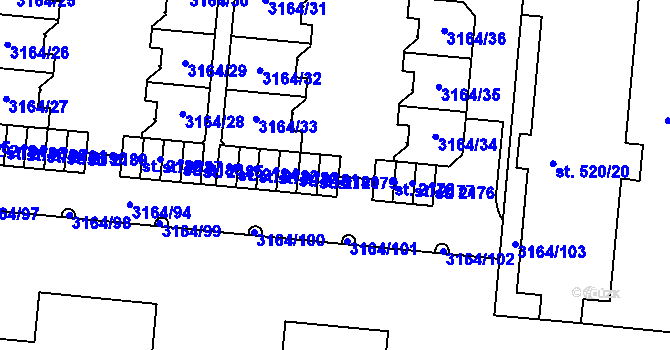 Parcela st. 2179 v KÚ Mařatice, Katastrální mapa