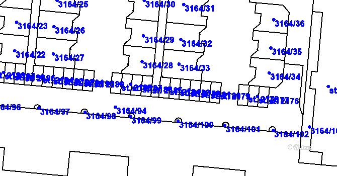 Parcela st. 2184 v KÚ Mařatice, Katastrální mapa