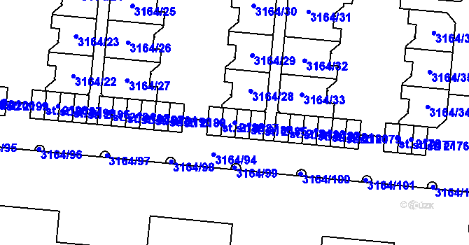Parcela st. 2187 v KÚ Mařatice, Katastrální mapa