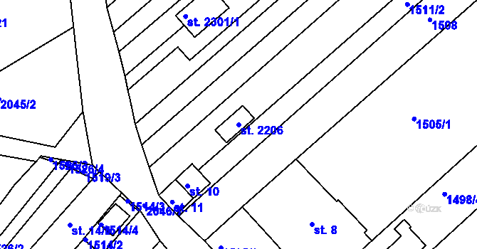 Parcela st. 2206 v KÚ Mařatice, Katastrální mapa
