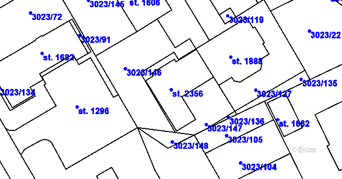 Parcela st. 2356 v KÚ Mařatice, Katastrální mapa