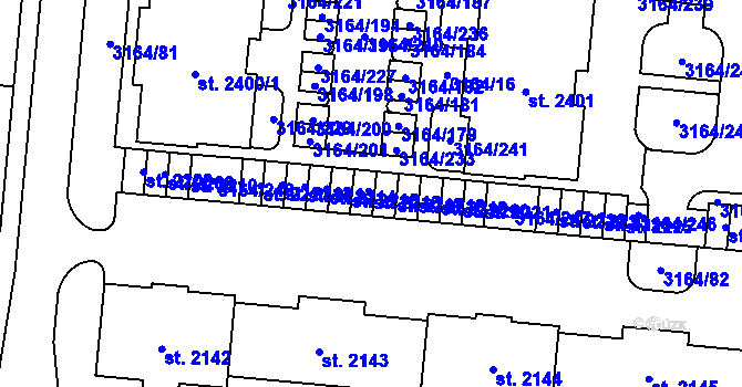 Parcela st. 2216 v KÚ Mařatice, Katastrální mapa
