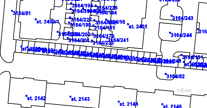 Parcela st. 2219 v KÚ Mařatice, Katastrální mapa