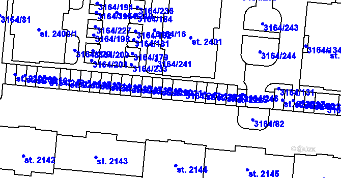 Parcela st. 2221 v KÚ Mařatice, Katastrální mapa