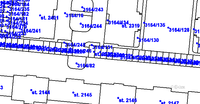 Parcela st. 2227 v KÚ Mařatice, Katastrální mapa