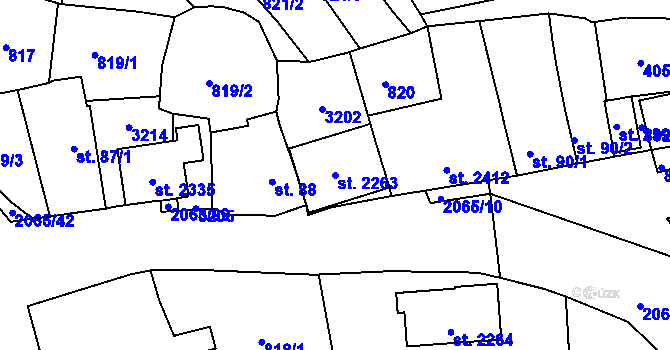 Parcela st. 2263 v KÚ Mařatice, Katastrální mapa