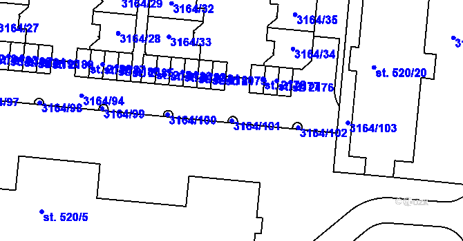 Parcela st. 3164/101 v KÚ Mařatice, Katastrální mapa