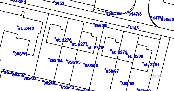 Parcela st. 2278 v KÚ Mařatice, Katastrální mapa