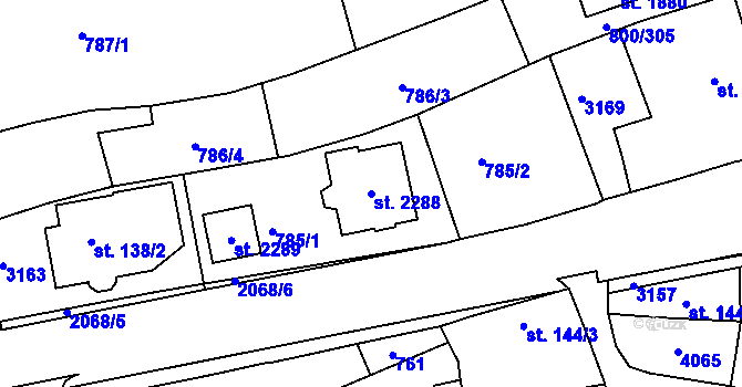 Parcela st. 2288 v KÚ Mařatice, Katastrální mapa