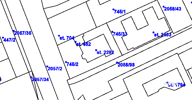 Parcela st. 2292 v KÚ Mařatice, Katastrální mapa