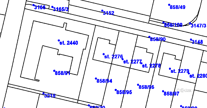 Parcela st. 2276 v KÚ Mařatice, Katastrální mapa