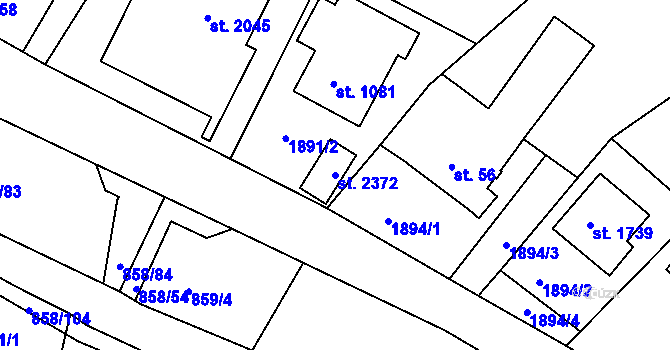 Parcela st. 2372 v KÚ Mařatice, Katastrální mapa