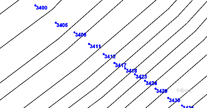 Parcela st. 3412 v KÚ Mařatice, Katastrální mapa