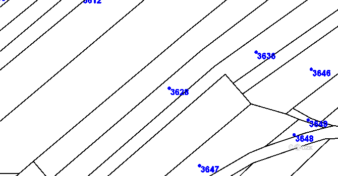 Parcela st. 3628 v KÚ Mařatice, Katastrální mapa