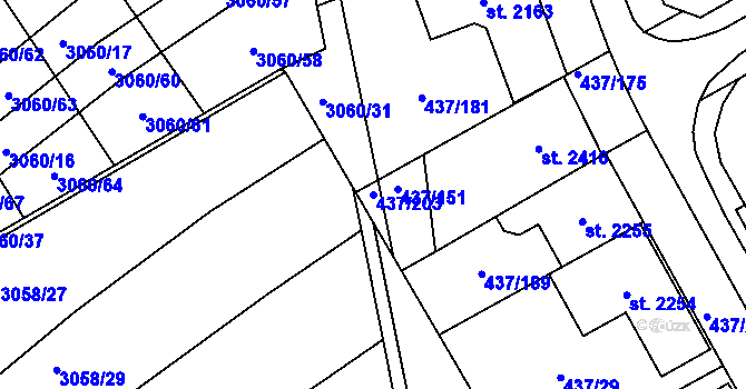 Parcela st. 437/203 v KÚ Mařatice, Katastrální mapa