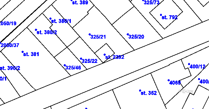 Parcela st. 2392 v KÚ Mařatice, Katastrální mapa