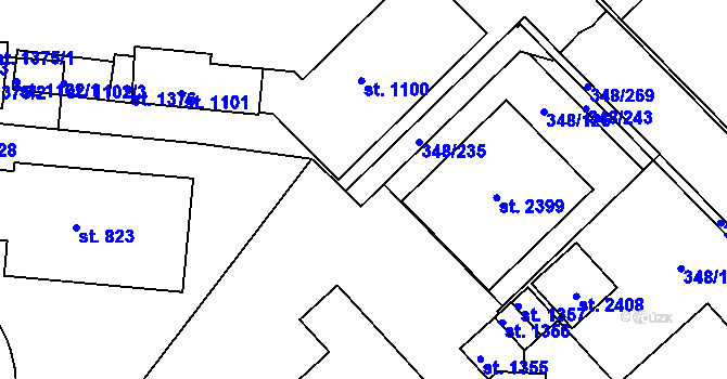 Parcela st. 348/282 v KÚ Mařatice, Katastrální mapa