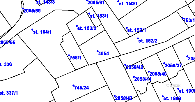 Parcela st. 4054 v KÚ Mařatice, Katastrální mapa