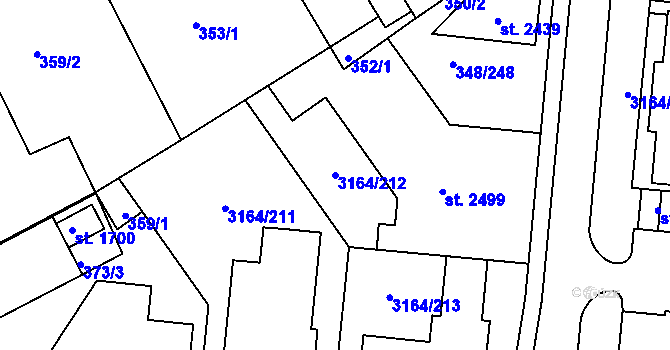 Parcela st. 3164/212 v KÚ Mařatice, Katastrální mapa