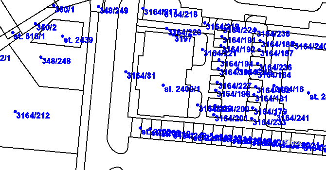 Parcela st. 2400/1 v KÚ Mařatice, Katastrální mapa