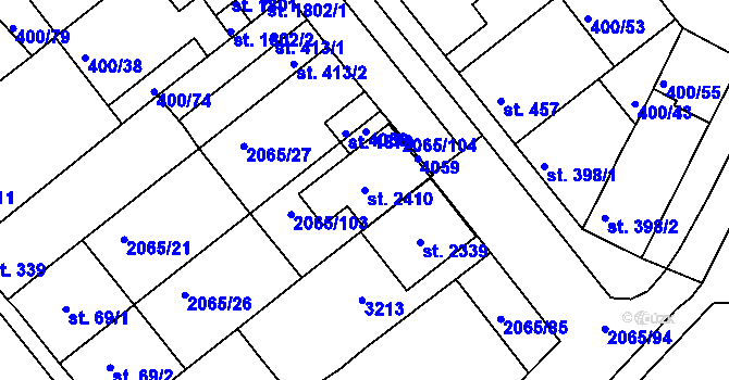 Parcela st. 2410 v KÚ Mařatice, Katastrální mapa