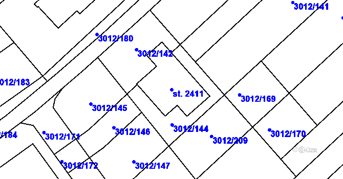 Parcela st. 2411 v KÚ Mařatice, Katastrální mapa