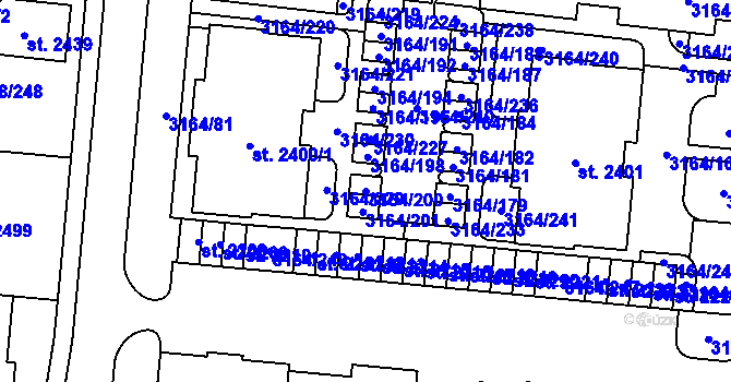 Parcela st. 3164/200 v KÚ Mařatice, Katastrální mapa