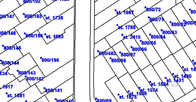 Parcela st. 800/482 v KÚ Mařatice, Katastrální mapa