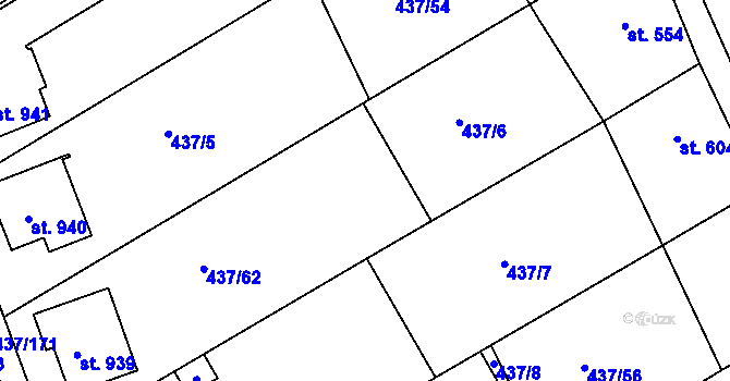 Parcela st. 437/205 v KÚ Mařatice, Katastrální mapa