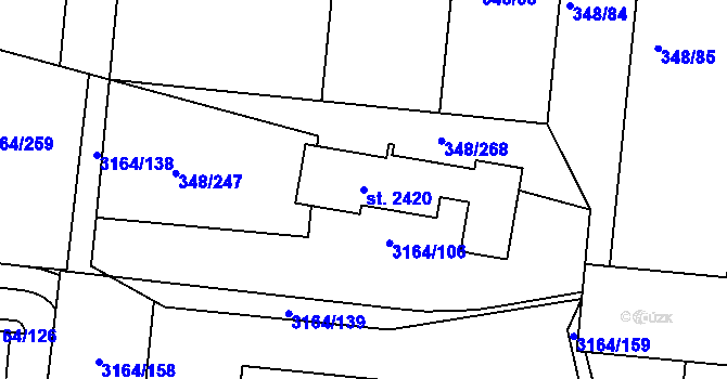 Parcela st. 2420 v KÚ Mařatice, Katastrální mapa