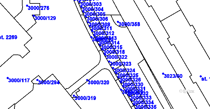 Parcela st. 3000/322 v KÚ Mařatice, Katastrální mapa