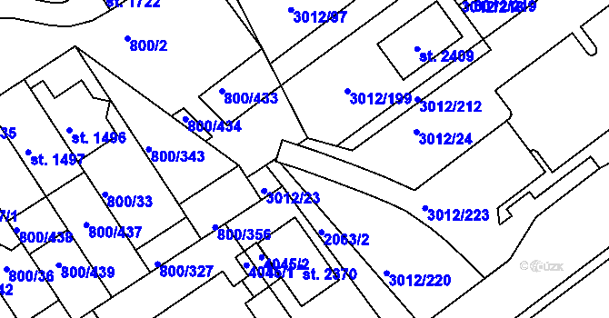 Parcela st. 3012/213 v KÚ Mařatice, Katastrální mapa