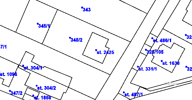 Parcela st. 2425 v KÚ Mařatice, Katastrální mapa