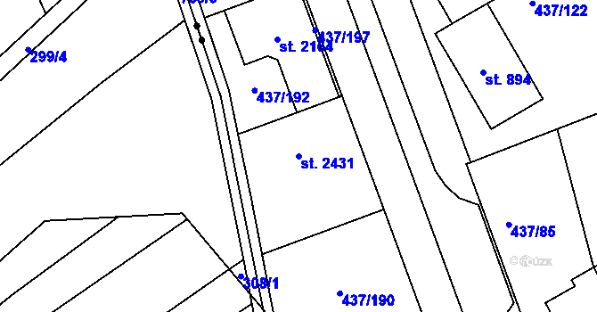 Parcela st. 2431 v KÚ Mařatice, Katastrální mapa