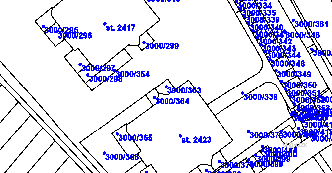 Parcela st. 3000/363 v KÚ Mařatice, Katastrální mapa