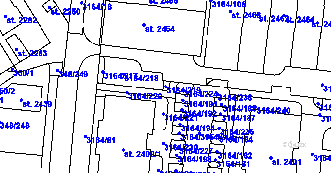 Parcela st. 3164/219 v KÚ Mařatice, Katastrální mapa