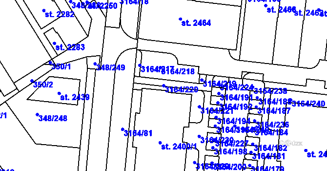 Parcela st. 3164/220 v KÚ Mařatice, Katastrální mapa
