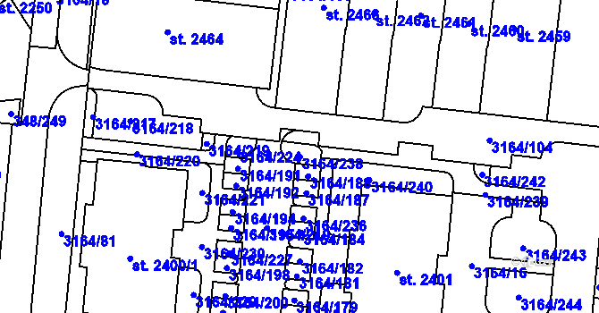 Parcela st. 3164/238 v KÚ Mařatice, Katastrální mapa