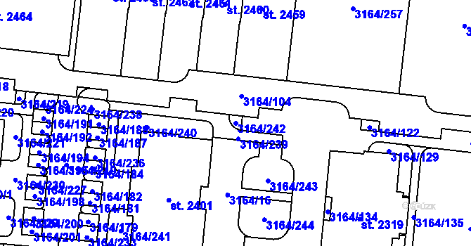Parcela st. 3164/242 v KÚ Mařatice, Katastrální mapa