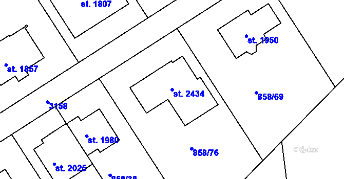 Parcela st. 2434 v KÚ Mařatice, Katastrální mapa