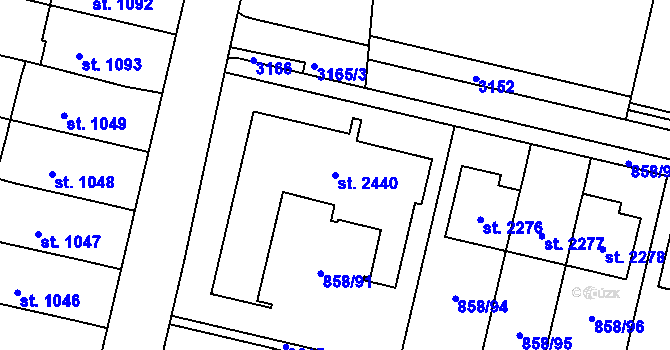 Parcela st. 2440 v KÚ Mařatice, Katastrální mapa
