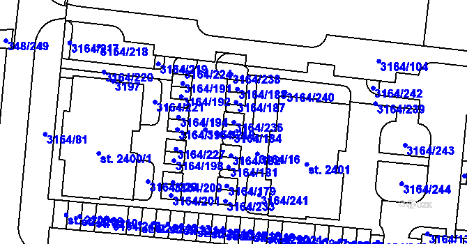 Parcela st. 3164/236 v KÚ Mařatice, Katastrální mapa