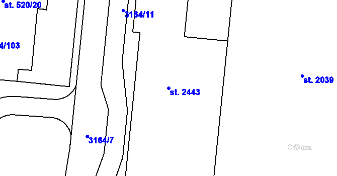 Parcela st. 2443 v KÚ Mařatice, Katastrální mapa