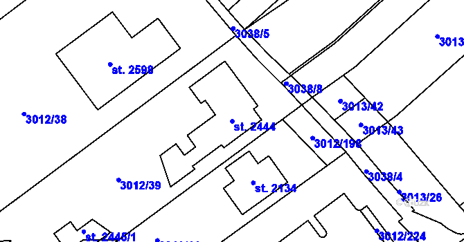 Parcela st. 2444 v KÚ Mařatice, Katastrální mapa